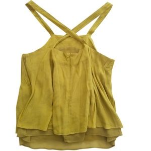 NWOT- Mustard Cross-back Mid Length Cami Blouse